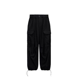 ZARA SOFT CARGO PANTS BLACK SIZE M | 2212/387